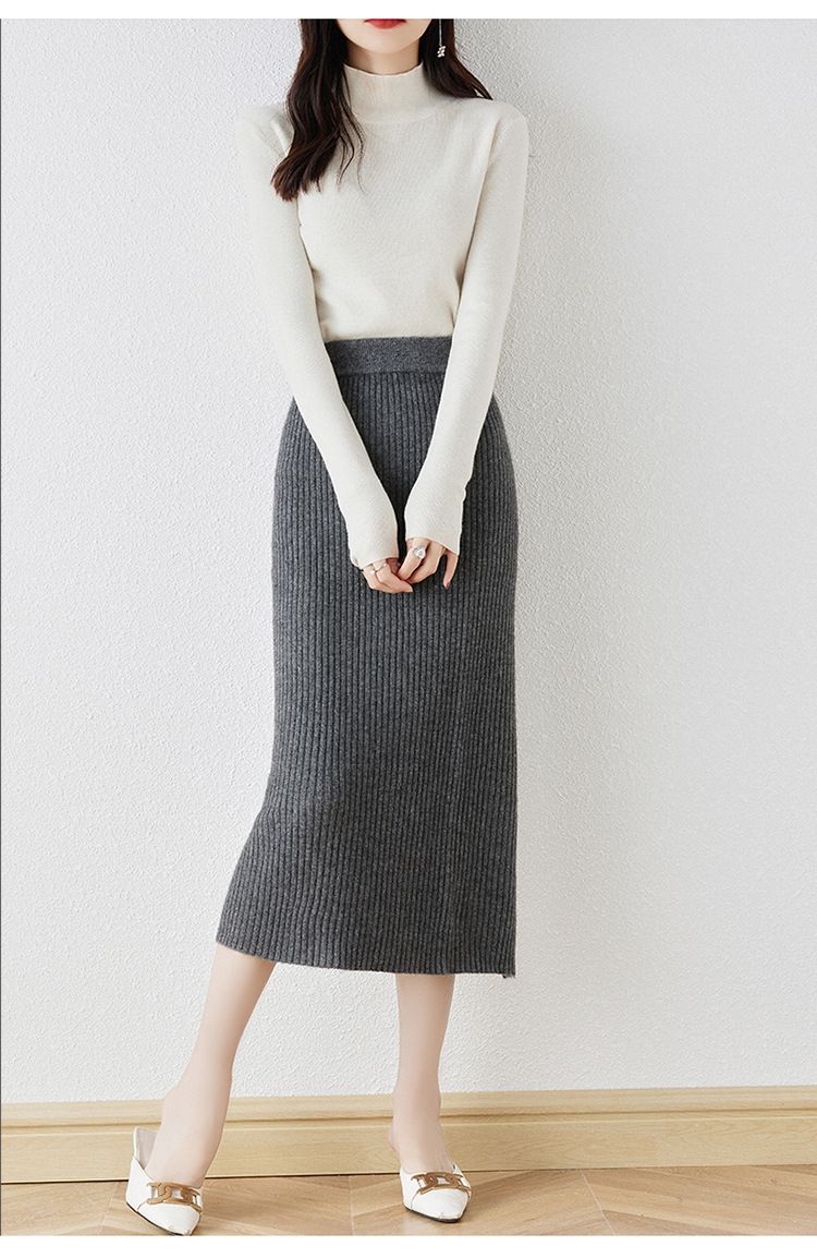 タイトスカート 縦リブニットタイトスカートロング丈