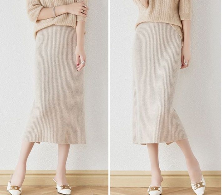 タイトスカート 縦リブニットタイトスカートロング丈
