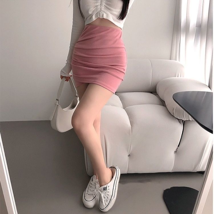 タイトスカート 横段ギャザー入りハイウエストタイトスカート