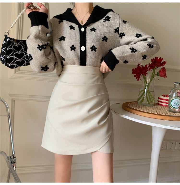 タイトスカート ラップ風デザイン大人可愛いタイトミニスカート