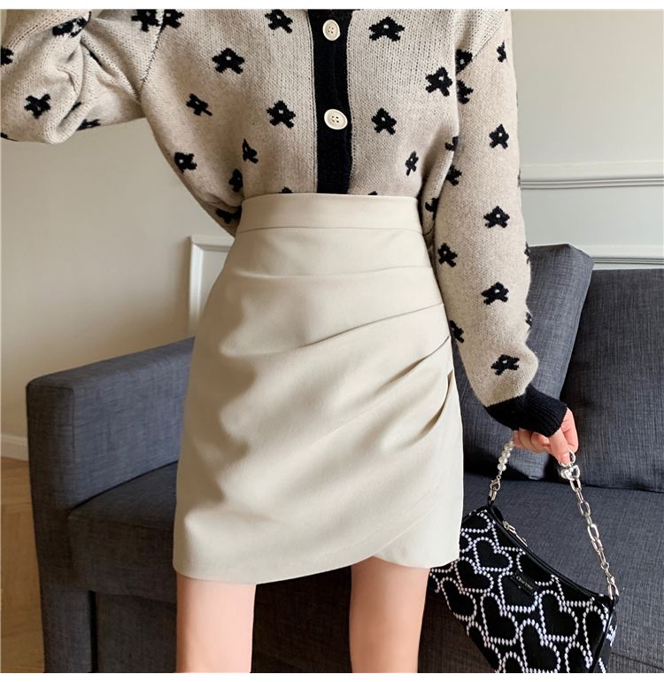 タイトスカート ラップ風デザイン大人可愛いタイトミニスカート