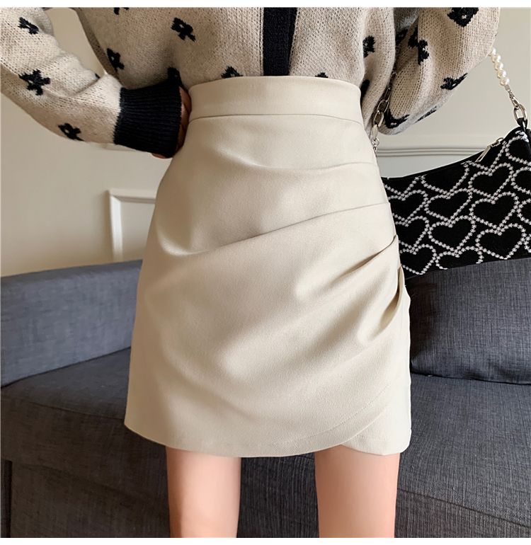 タイトスカート ラップ風デザイン大人可愛いタイトミニスカート