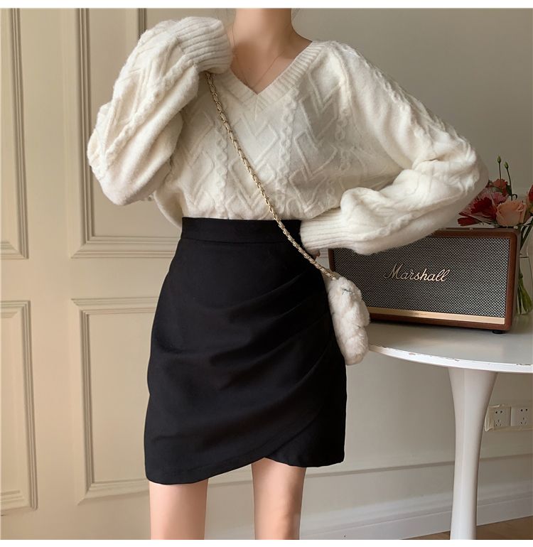 タイトスカート ラップ風デザイン大人可愛いタイトミニスカート