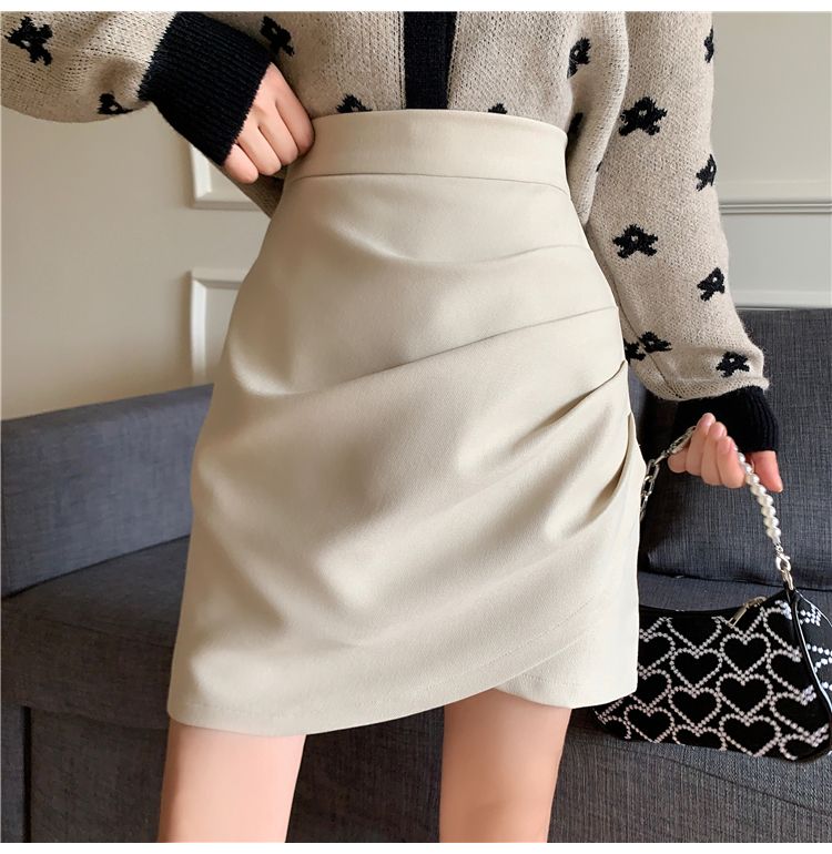 タイトスカート ラップ風デザイン大人可愛いタイトミニスカート