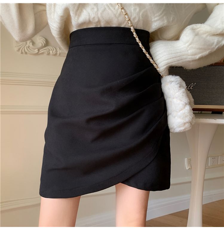 タイトスカート ラップ風デザイン大人可愛いタイトミニスカート