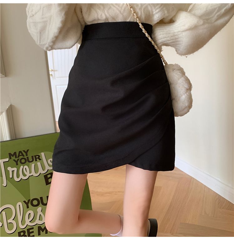 タイトスカート ラップ風デザイン大人可愛いタイトミニスカート