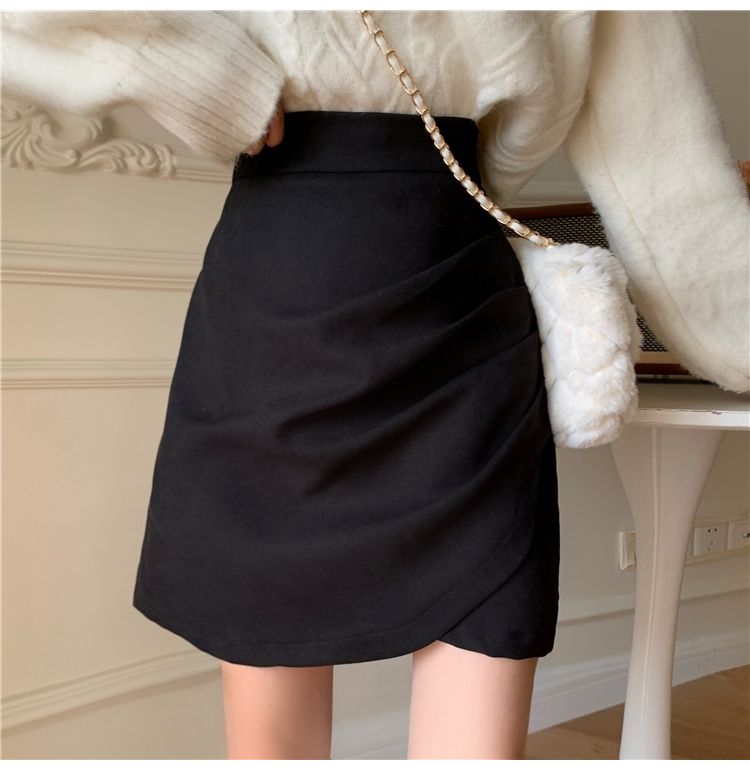 タイトスカート ラップ風デザイン大人可愛いタイトミニスカート