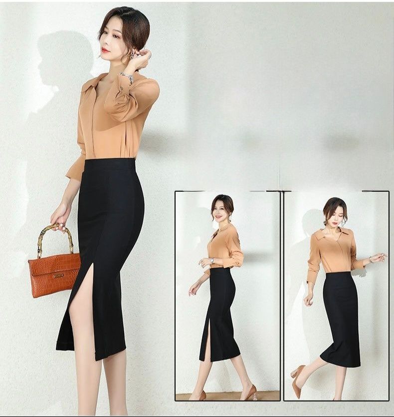 サイドスリット入りハイウエストタイトスカート