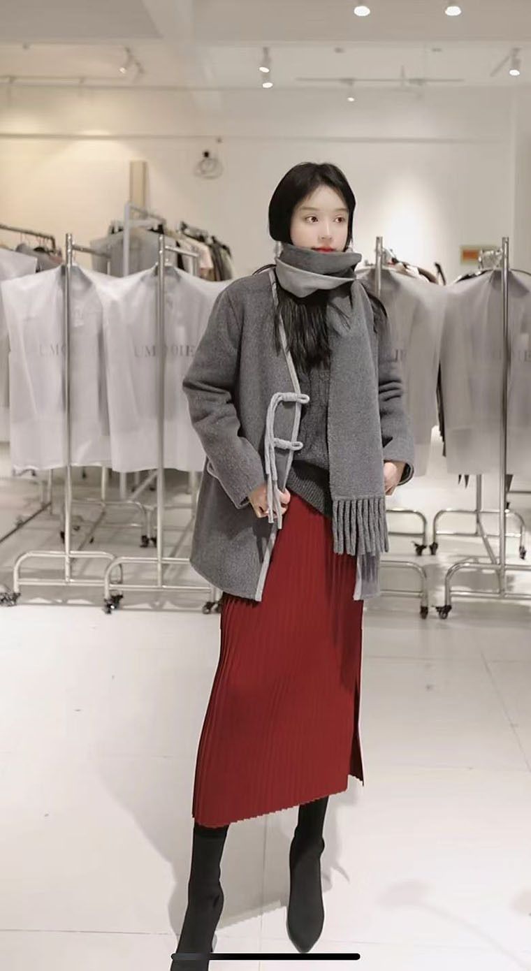 タイトスカート リブニット切替タイトスカートロング丈