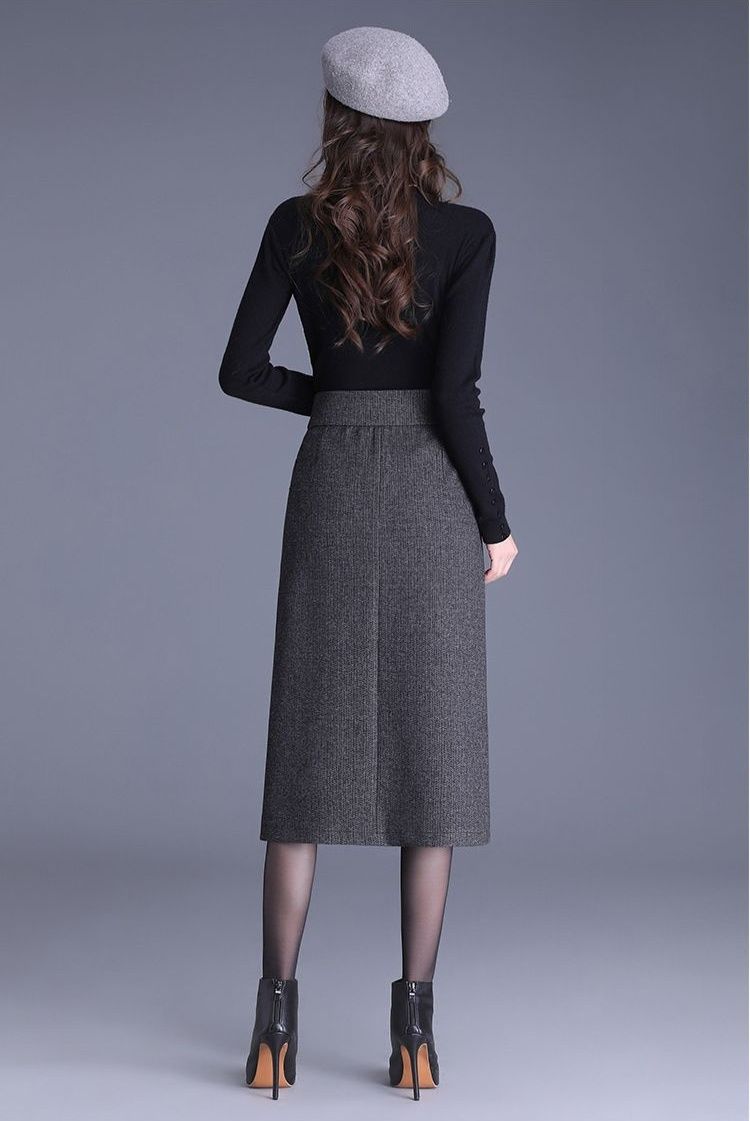 タイトスカート ベルト付きハイウエストタイトスカートロング丈