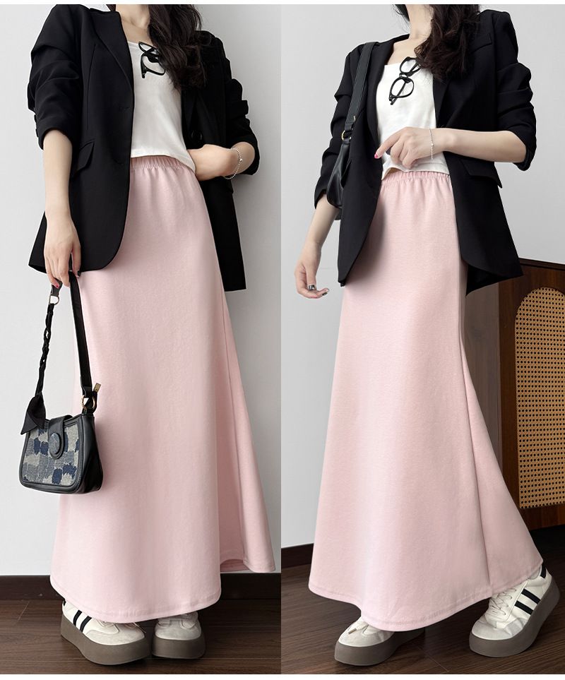 タイトスカート 柔らか素材の裾スリット入りタイトスカートロング