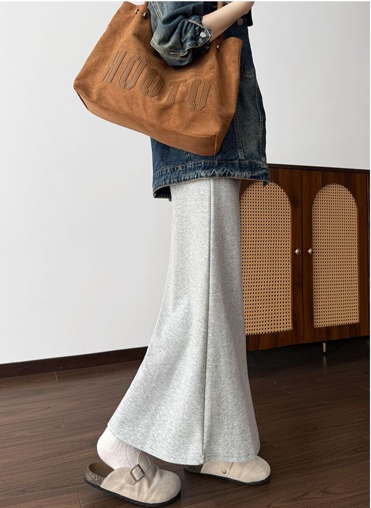タイトスカート 柔らか素材の裾スリット入りタイトスカートロング