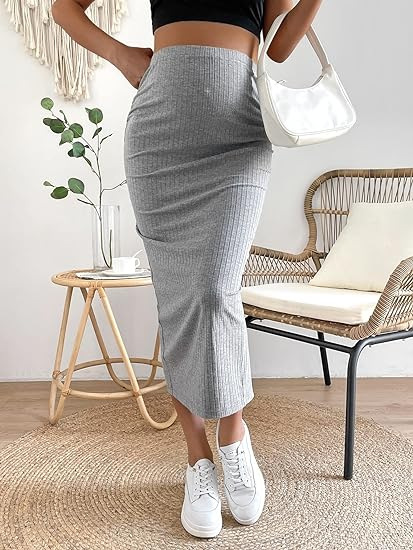 タイトスカート リブ編み素材のすっきりシルエットタイトスカート