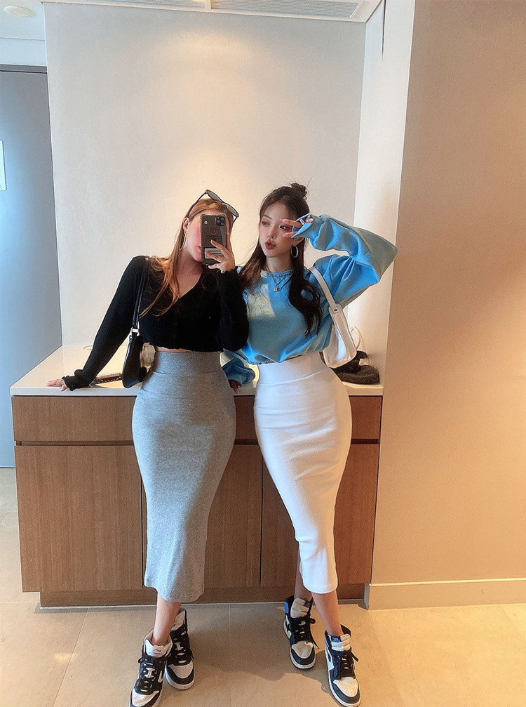 タイトスカート 美脚魅せハイウエストタイトスカートロング丈