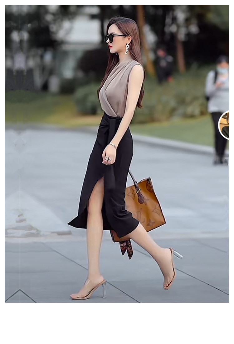 タイトスカート サイドリボン付きスリット入りタイトスカート