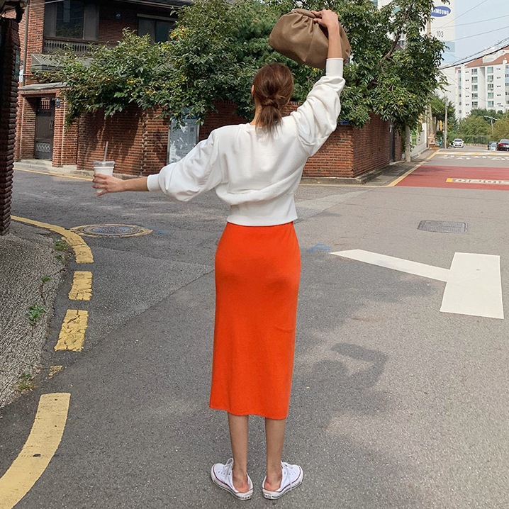 タイトスカート フロントスリット入りタイトスカートロング丈