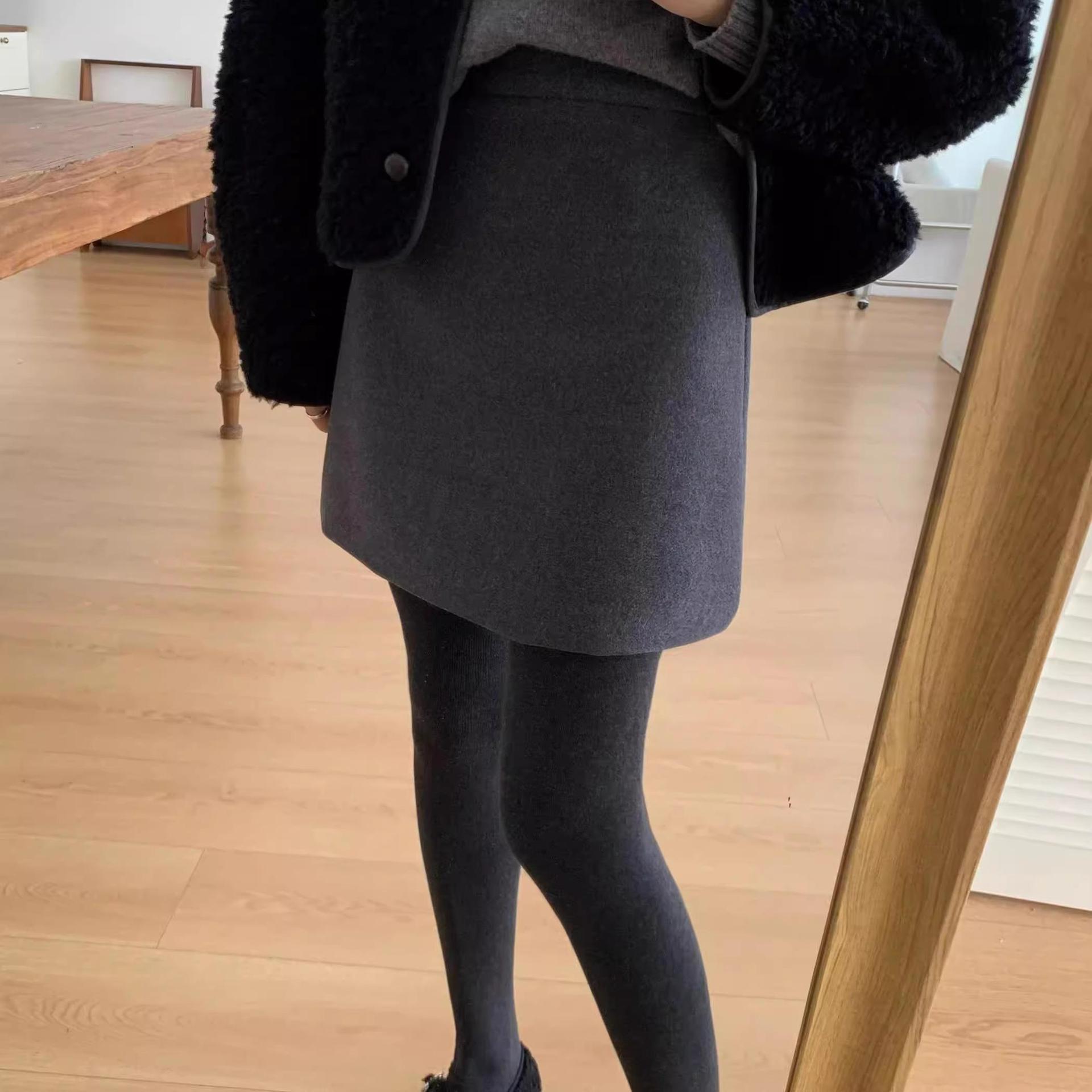 タイトスカート 上品ウール混台形シルエットミニタイトスカート