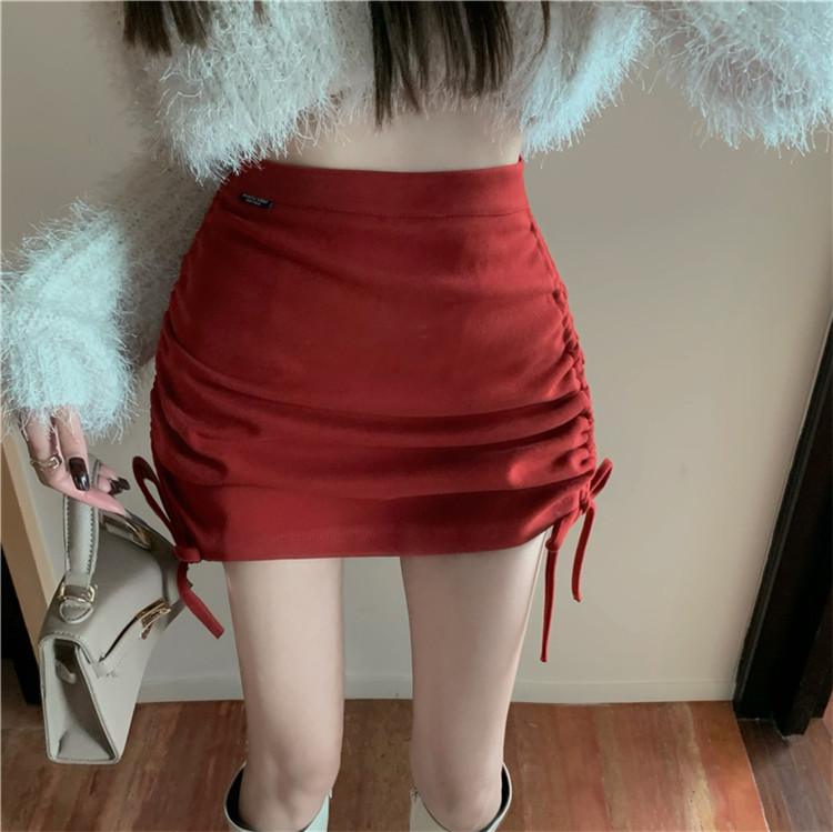 ハイウエスト ミニ タイトスカート 編み上げデザイン 女性用