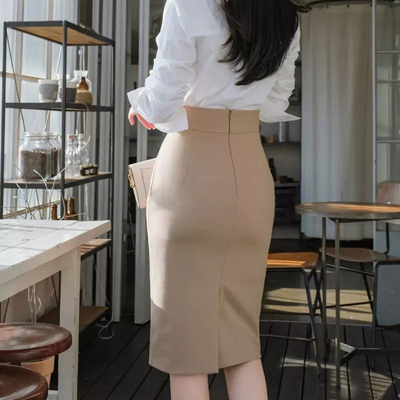 タイトスカート 美脚効果抜群大人女性のためのハイウエストひざ丈スカート