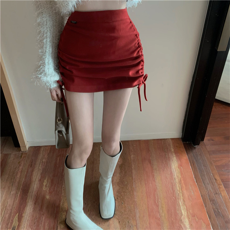 ハイウエスト ミニ タイトスカート 編み上げデザイン 女性用