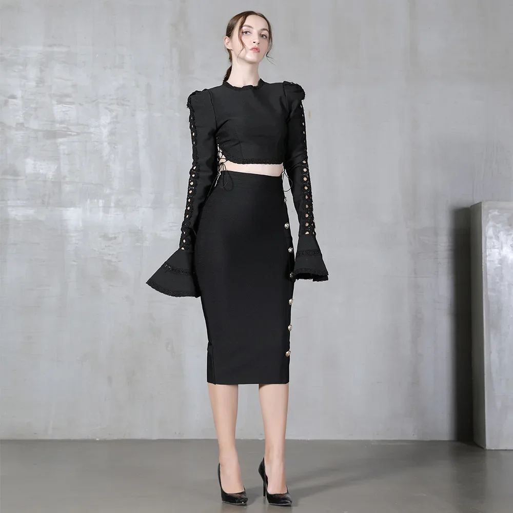 タイトスカート 装飾高腰ぴったりロング丈スカート