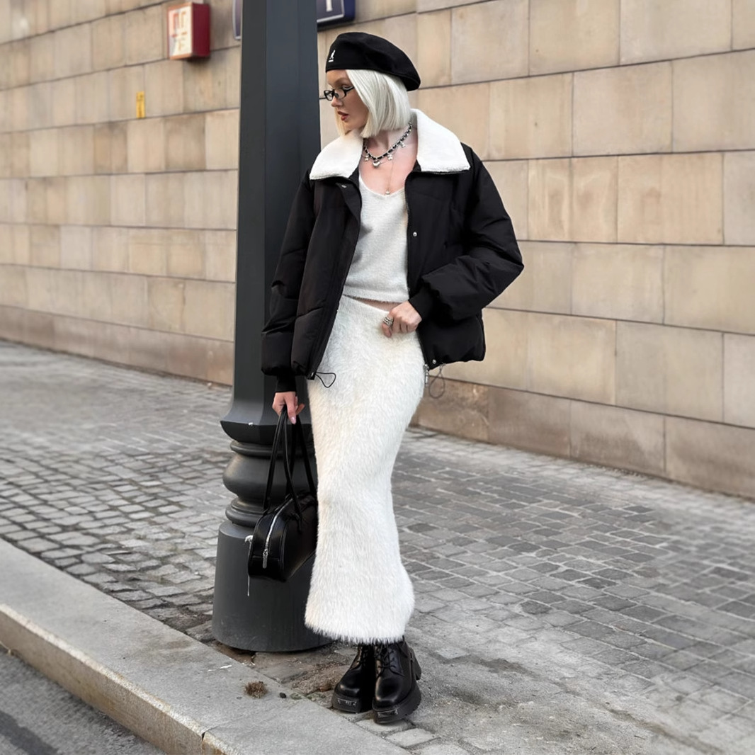 タイトスカート ふわふわ素材のタイトロングスカート