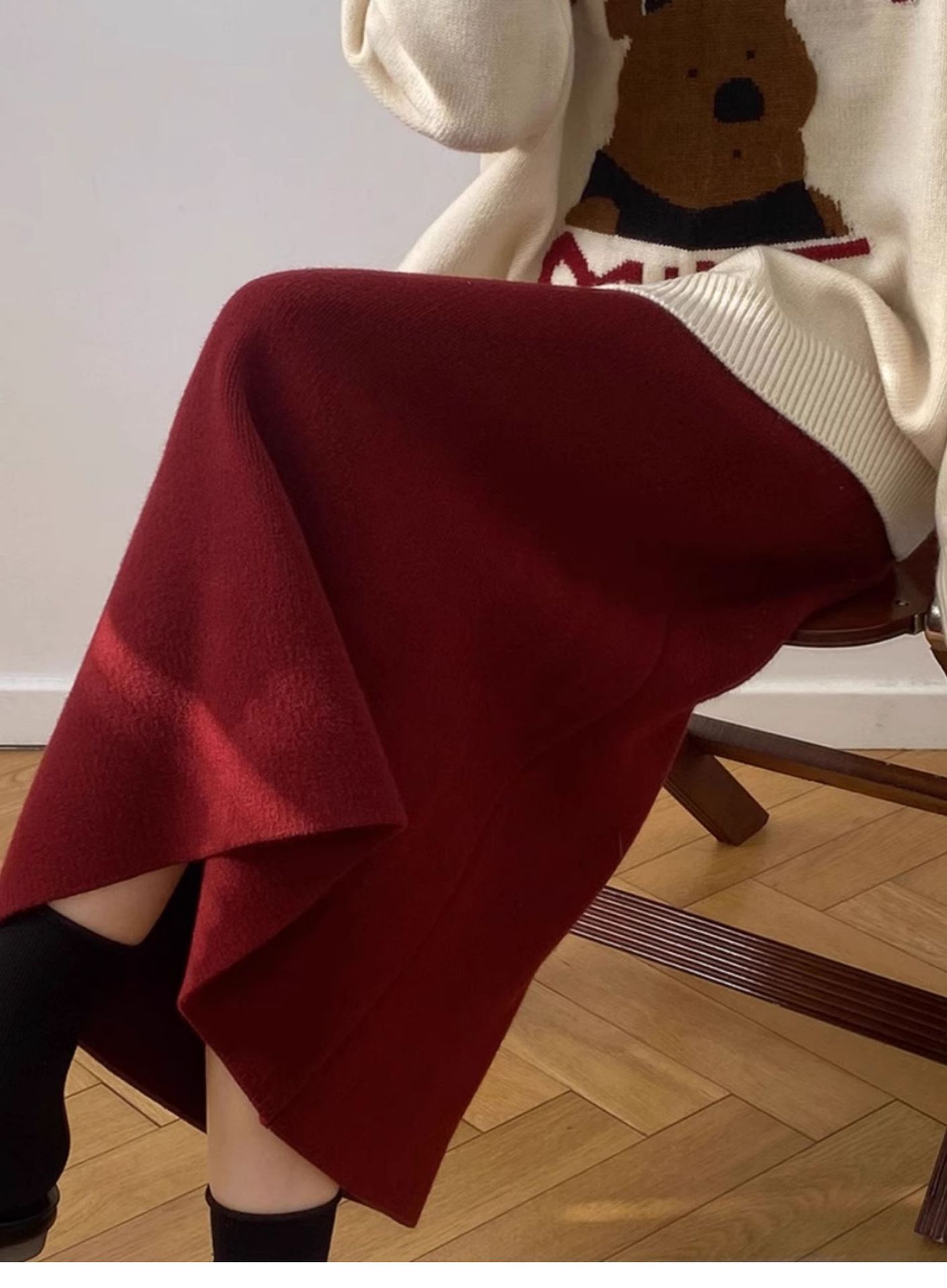 タイトスカート ニット素材の上品な体型カバータイトスカートロング丈