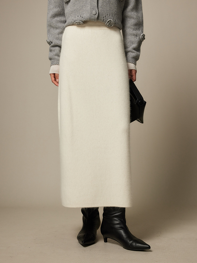 タイトスカート 起毛素材のすっきりシルエットロングタイトスカート