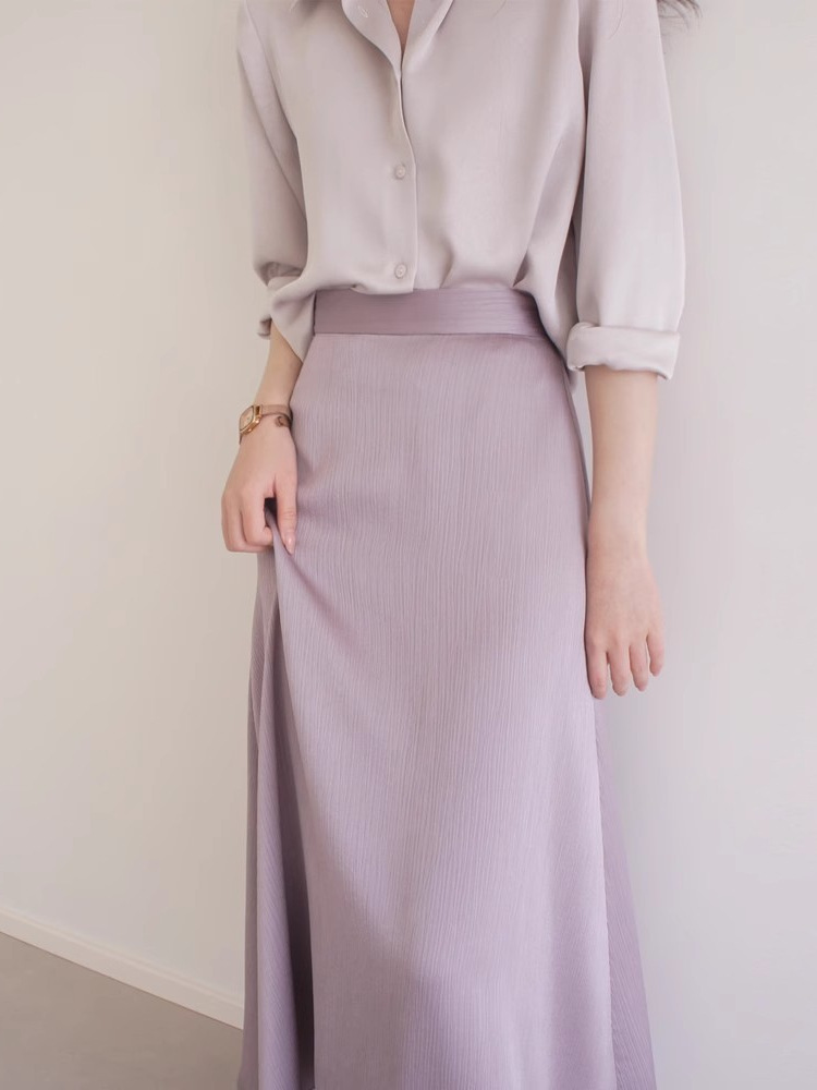 タイトスカート サテン調ウエストベルト付きタイトスカート