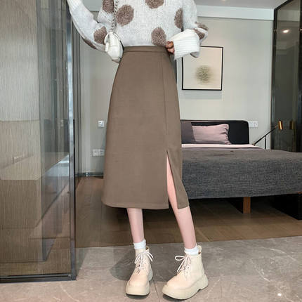 タイトスカート サイドスリット入りハイウエストタイトスカートロング