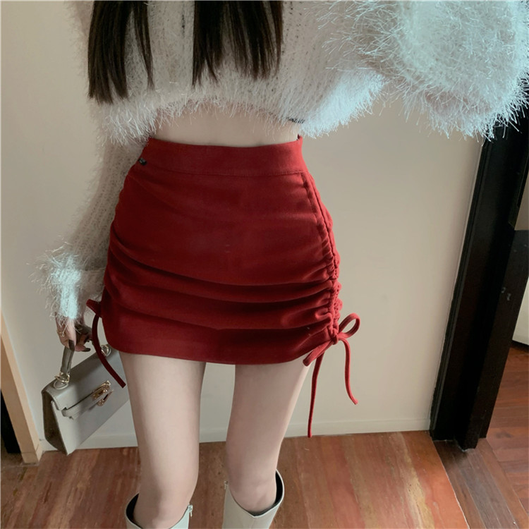 ハイウエスト ミニ タイトスカート 編み上げデザイン 女性用