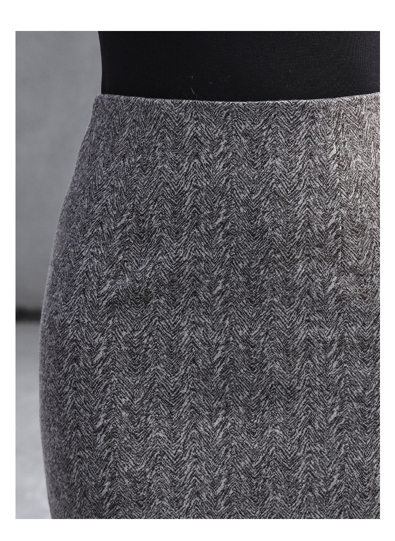 タイトスカート ヘリンボーン柄サイドスリット入りニットスカート