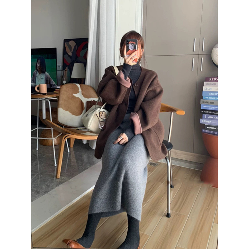 タイトスカート リブニット素材大人可愛いタイトスカート