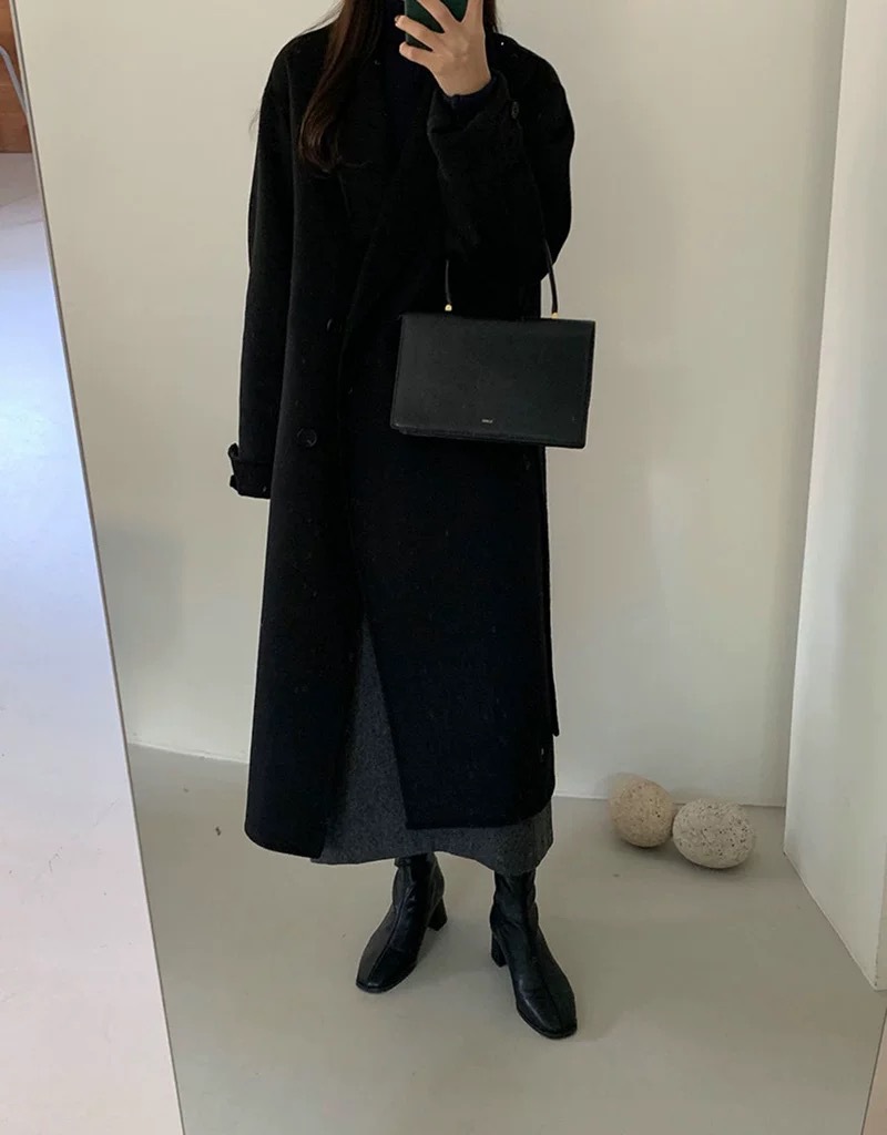 タイトスカート 上品な温かみのあるウール混ロングタイトスカート