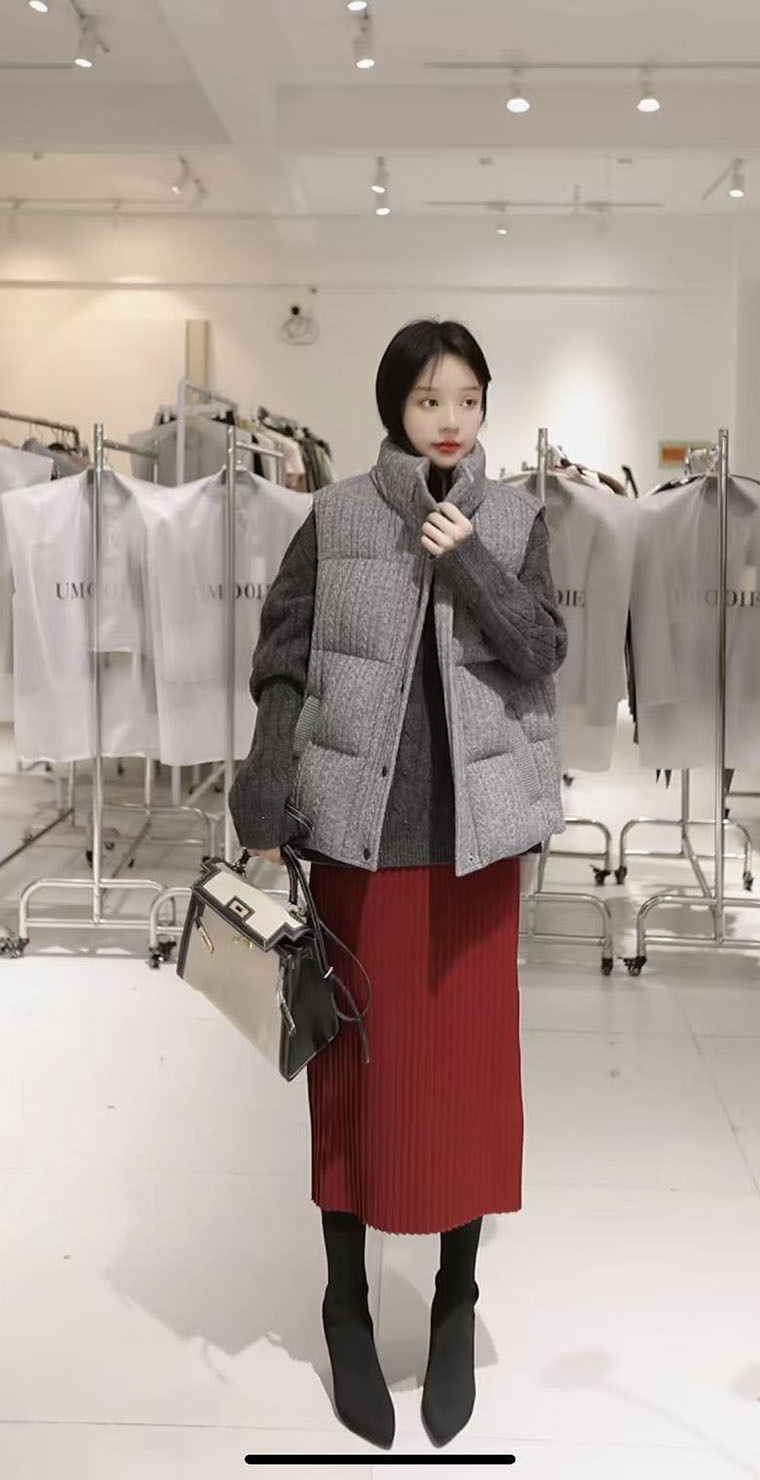 タイトスカート リブニット切替タイトスカートロング丈