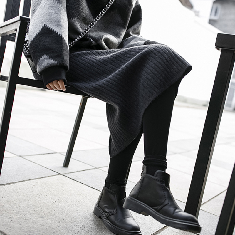 タイトスカート リブ編みニット素材の体型カバータイトロングスカート