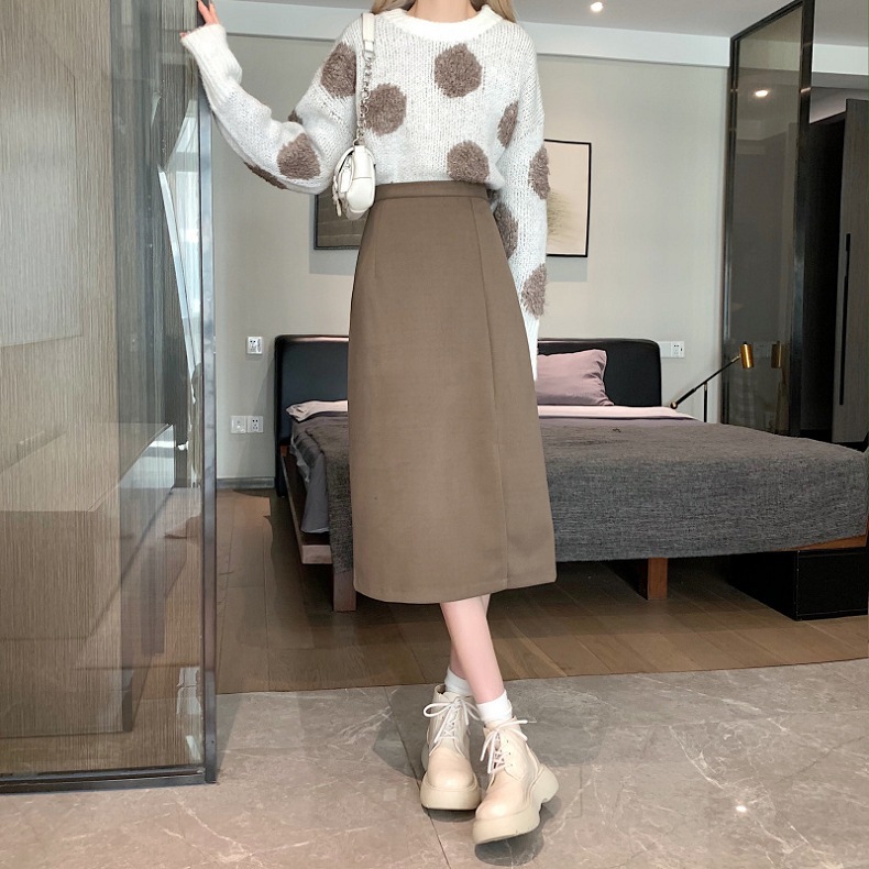 タイトスカート サイドスリット入りハイウエストタイトスカートロング