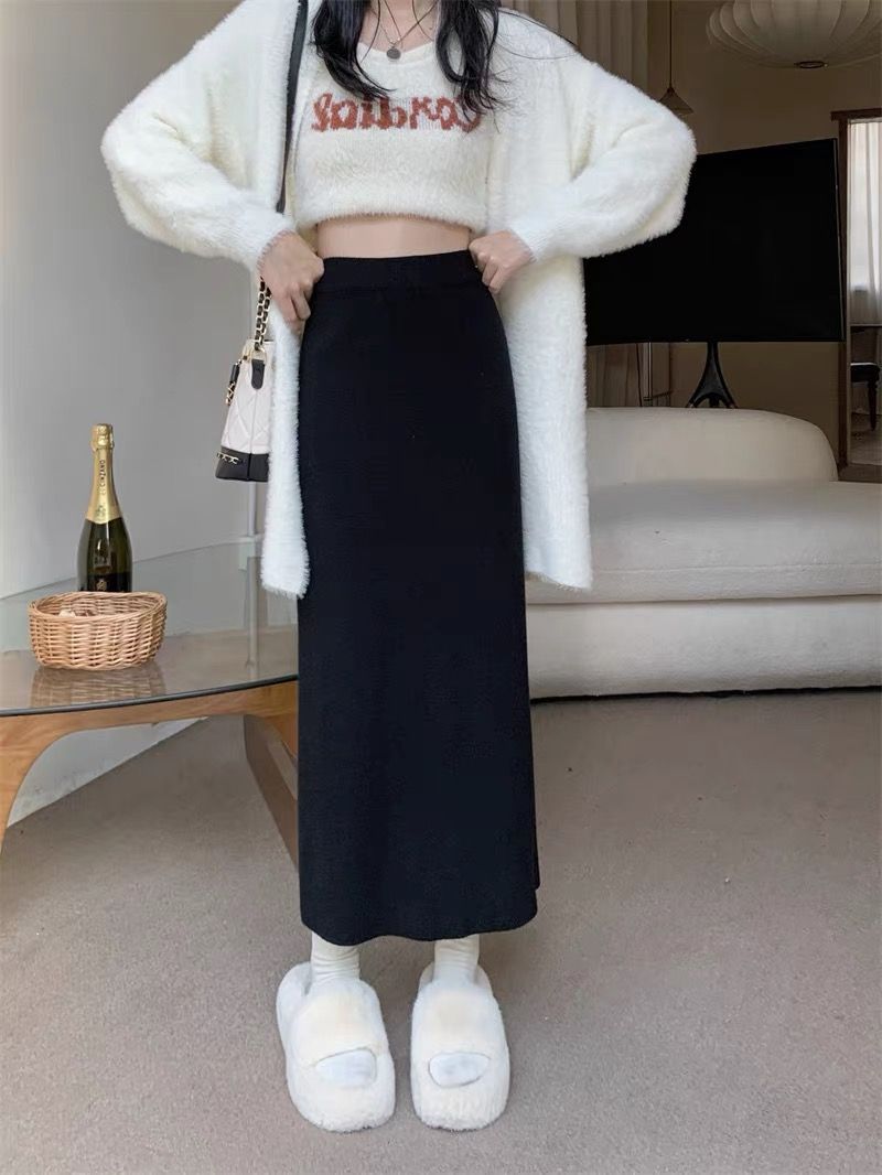 タイトスカート ハイウエストすっきりシルエットタイトスカートロング丈