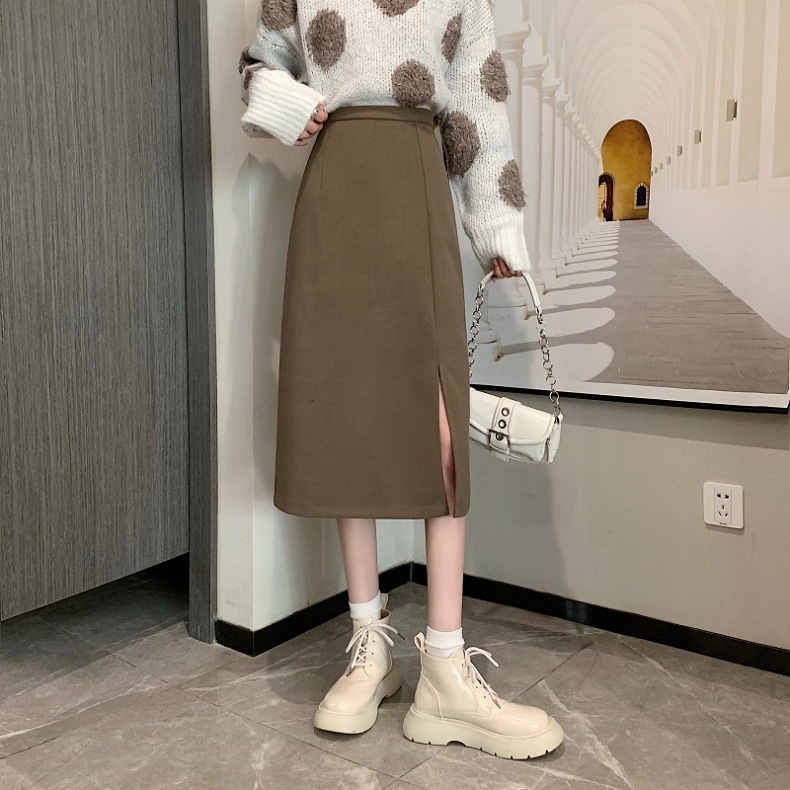 タイトスカート サイドスリット入りハイウエストタイトスカートロング