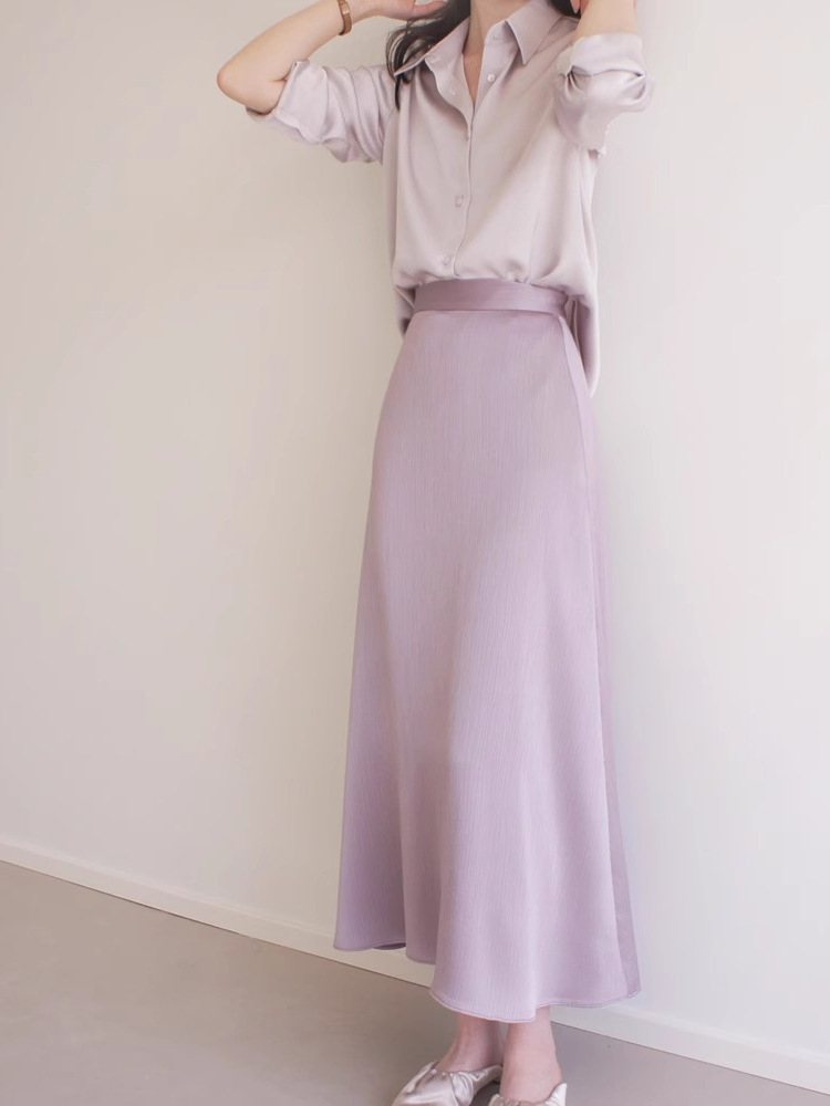 タイトスカート サテン調ウエストベルト付きタイトスカート