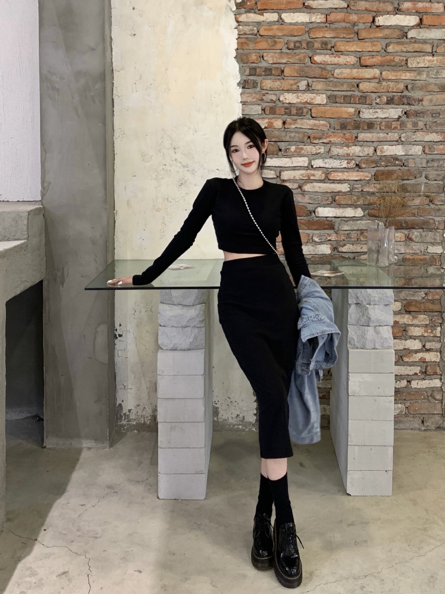 タイトスカート 体型カバーハイウエストタイトスカートロング丈