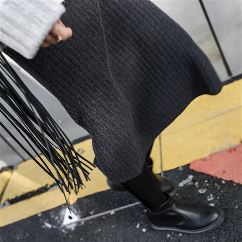 タイトスカート リブ編みニット素材の体型カバータイトロングスカート