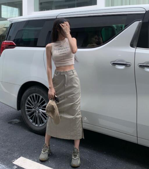 ハイウエストロングタイトスカート サイドスリット入り