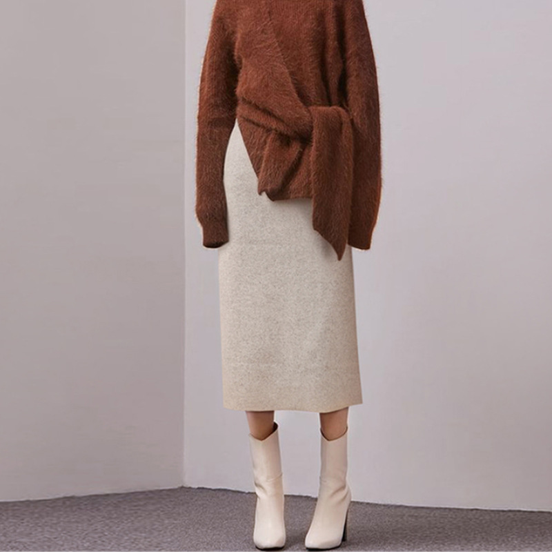 タイトスカート 上品な編み地風ハイウエストタイトスカート