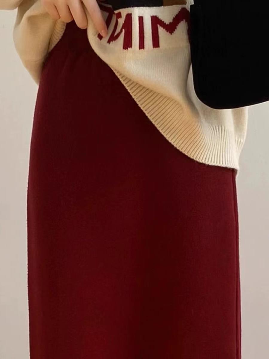 タイトスカート ニット素材の上品な体型カバータイトスカートロング丈