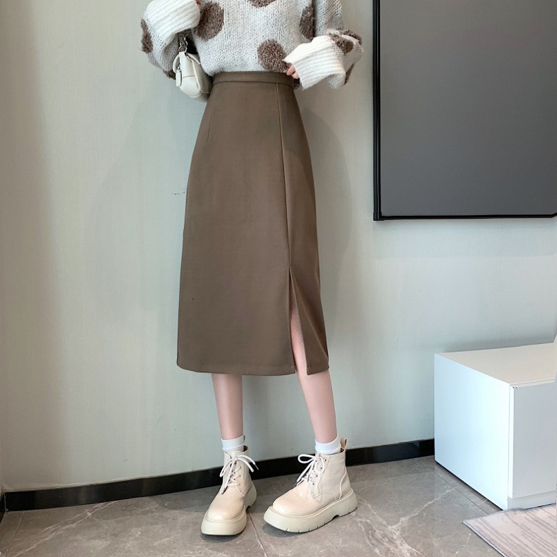 タイトスカート サイドスリット入りハイウエストタイトスカートロング