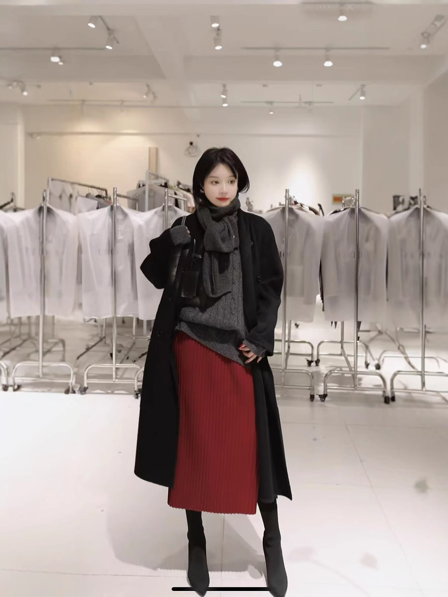 タイトスカート リブニット切替タイトスカートロング丈