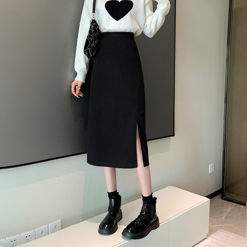 タイトスカート サイドスリット入りハイウエストタイトスカートロング