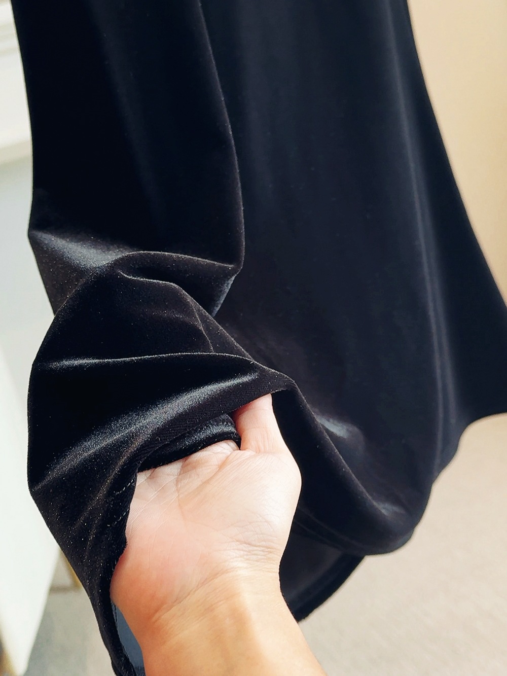 タイトスカート 裾フリルベロア素材のマーメイドタイトスカートロング