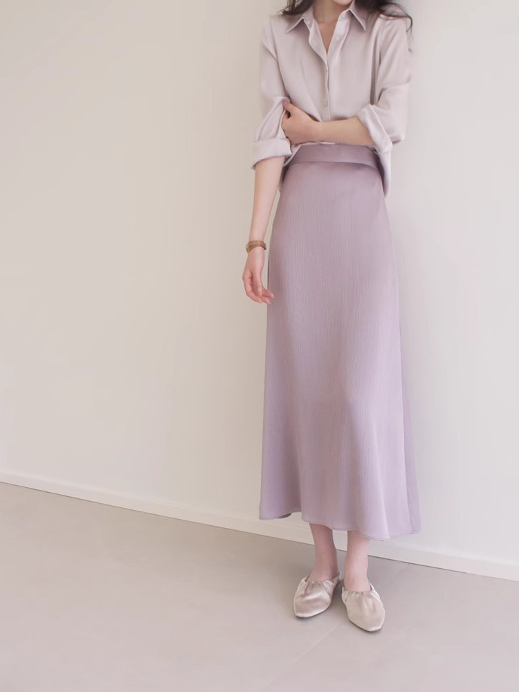 タイトスカート サテン調ウエストベルト付きタイトスカート